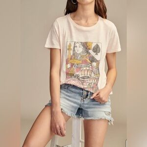 Lucky Brand Cotton Queen of Spades Graphic Tee